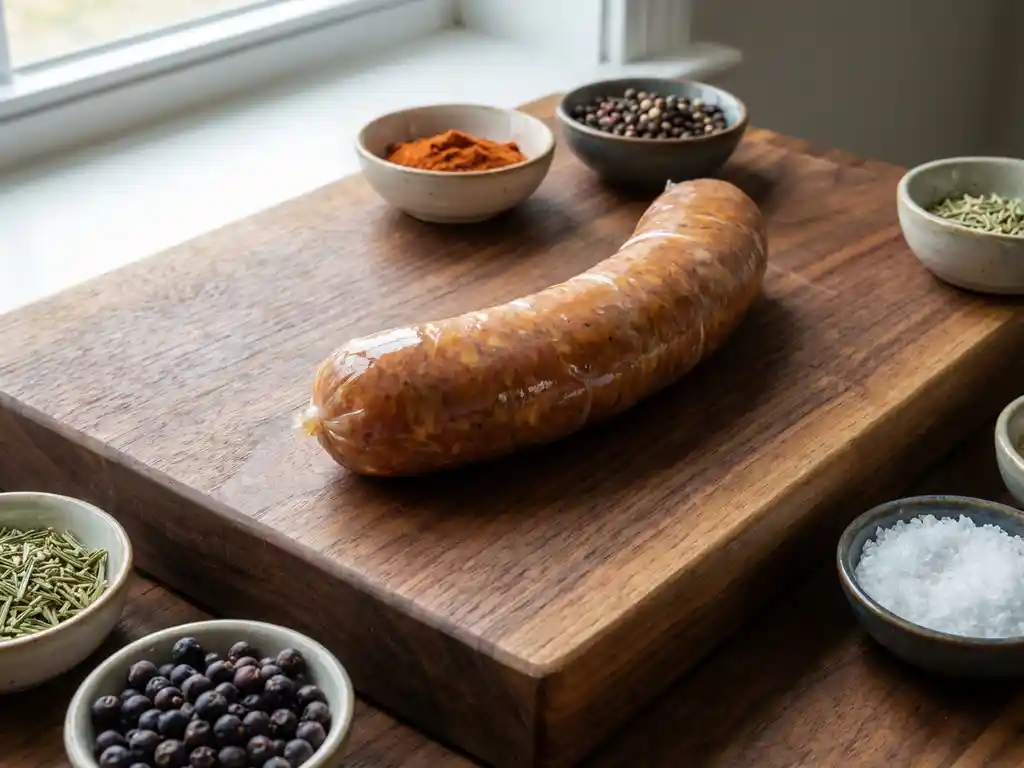 Artisanal sausage with spices – end product